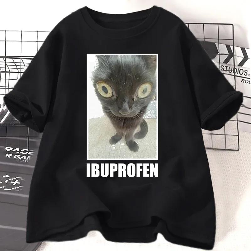 Funny Cat Ibuprofen Graphic T Shirts Unisex Unisex Cotton Tee Clothing Creativity Short Sleeve Fashion Casual Loose Tops Streetwear