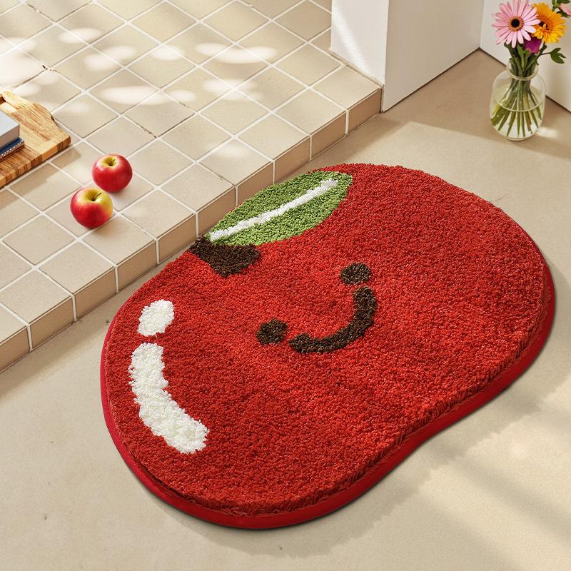 2026 Simple Fruit Bathroom Floor Mat Toilet Semicircular Absorbent Carpet Toilet Non-slip Mat Door Mat