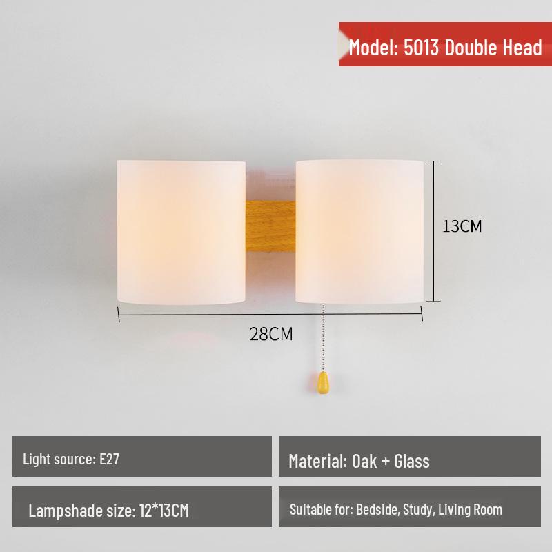 Japanese Style Solid Wood LED Wall Lamp for Indoor Spaces - Bedroom, Living Room, Staircase, Balcony