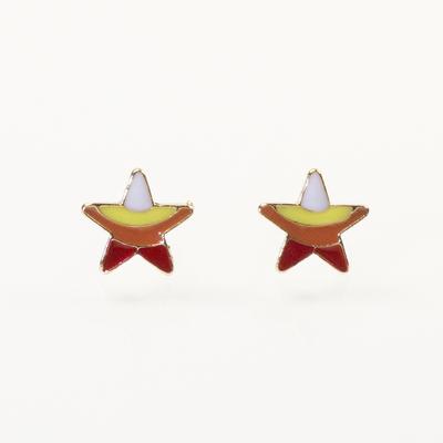 S925 Silver Needle Temperament Star Stud Earrings Color Star Style Trendy Versatile Niche Design Earrings Women's Ears
