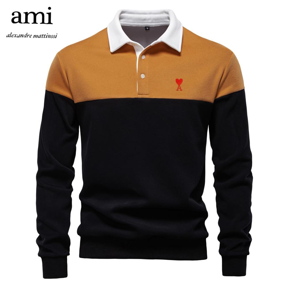 AMI Besticktes Frühling Neues Langarm Polo-Kragen Sweatshirt Herren Übergröße Hohe Qualität Lässig Herren Sweatshirt