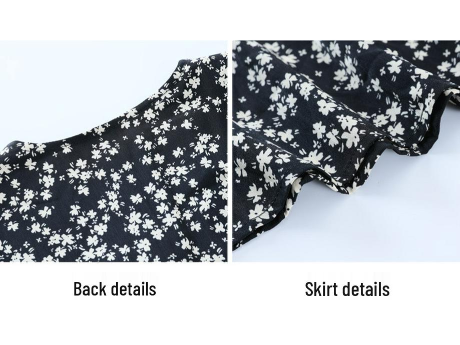 French Retro Fairy-Inspired Slim-Fit Floral Midi Dress for Women