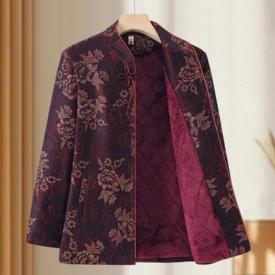 Jacket Fleece Thickened Longevity Stand-up Collar Long-sleeved Wedding Banquet Old Lady Winter Style