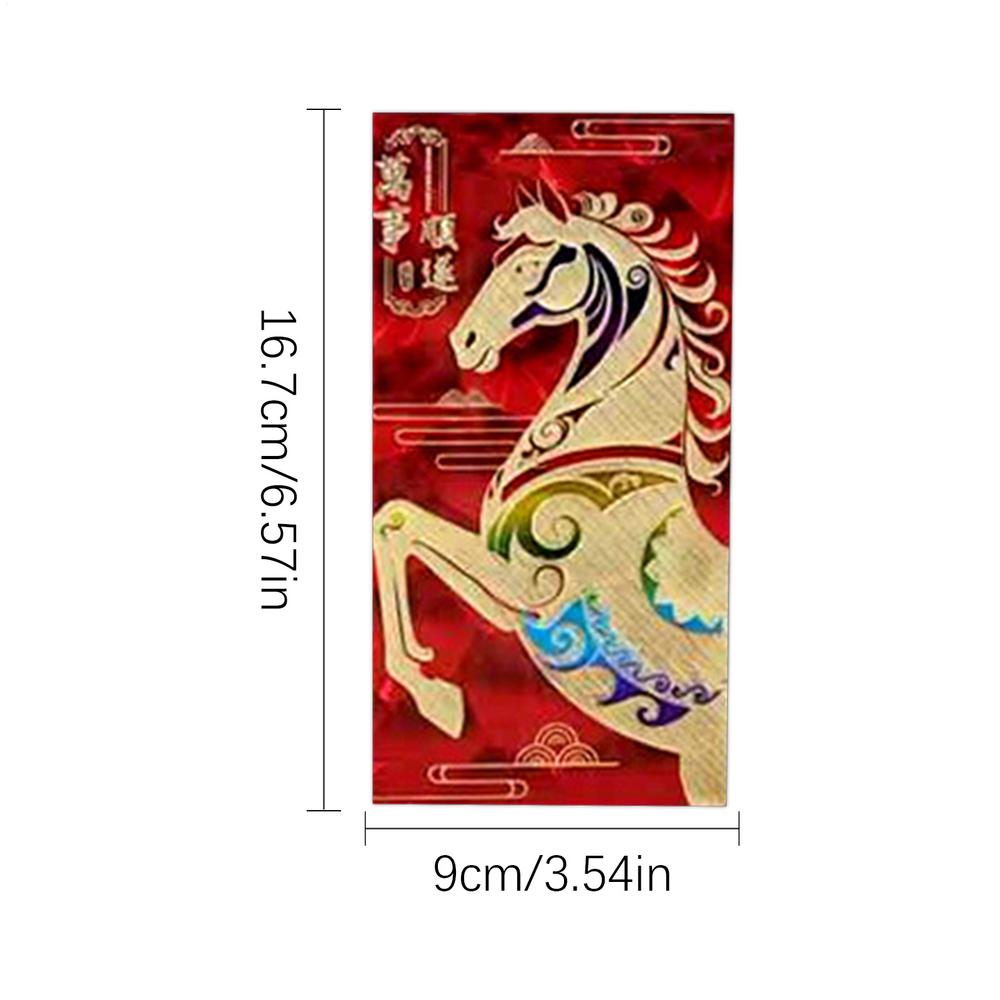 2026 Lunar New Year Red Envelopes 6 Pieces Glitter 3D Embossed Horse Year Red Envelope Chinese Spring Festival Red Envelopes