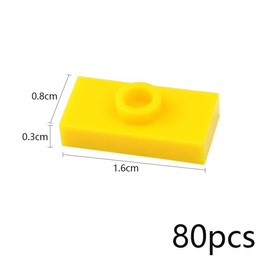 80Pcs MOC Assembles Particles Thin Brick 1x2 with 1 Stud Dots Plate Building Blocks Kid High-Tech Toys Compatible 15573 3794