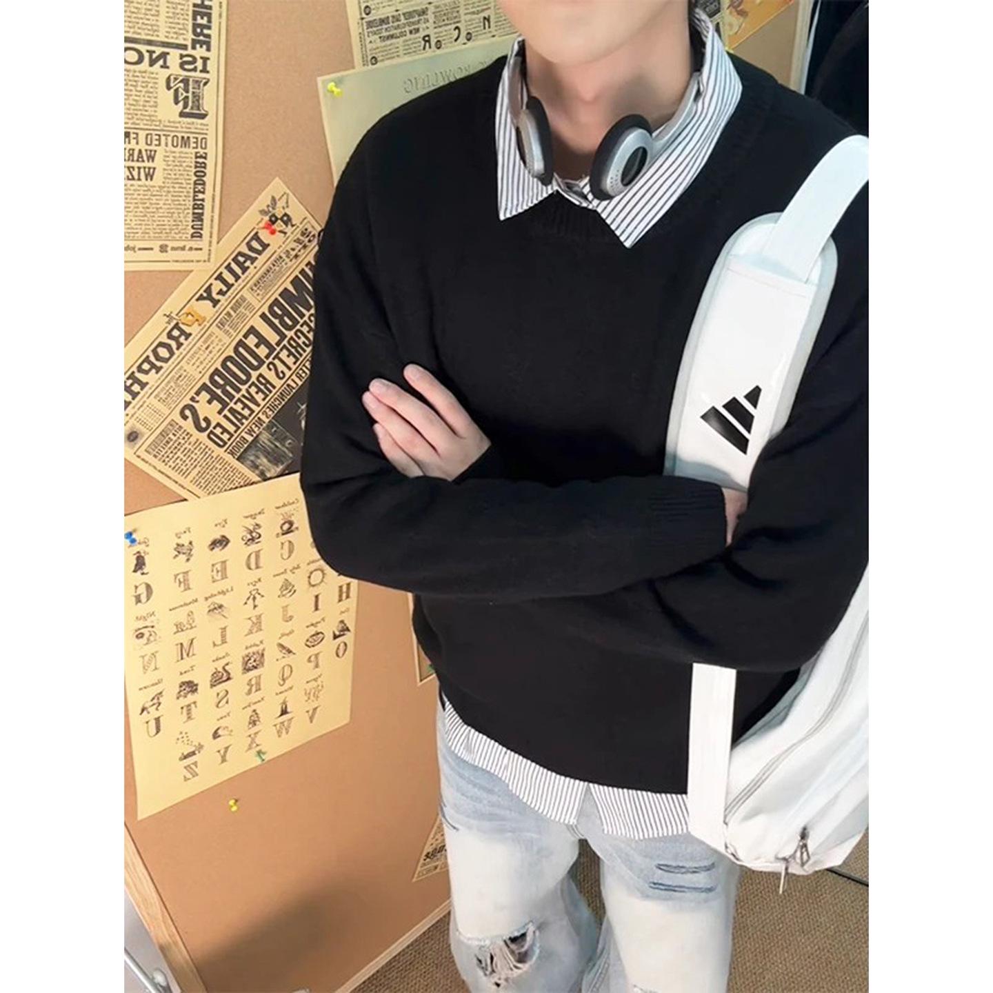 

Cleanfi Light Gray Men s Round Neck Sweater - Autumn/Winter Lazy Basic Layer Knitwear Jacket XXL