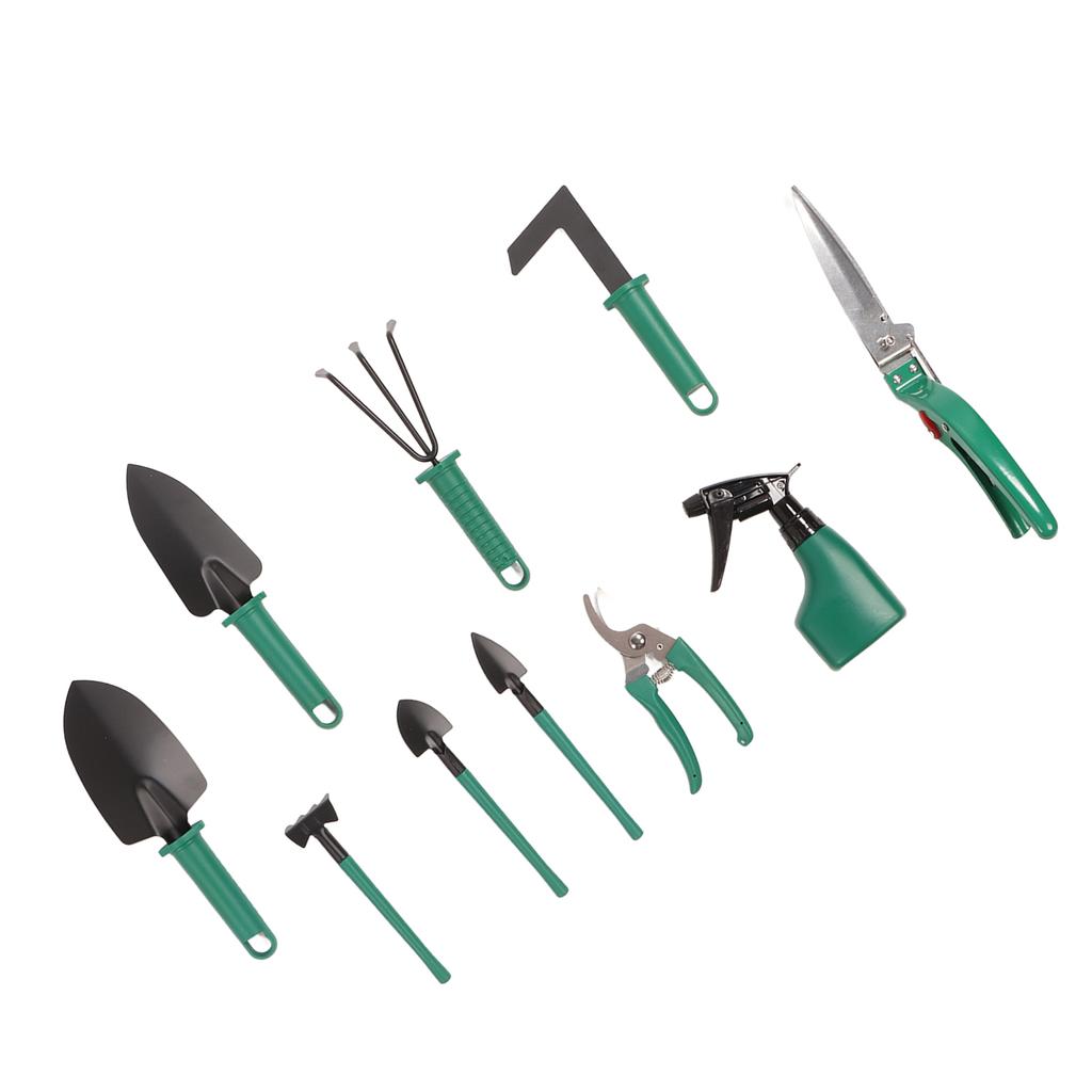 10 Parça Bahçe Aletleri Güçlü Metal Plastik Saplı Ergonomik Bahçe Aleti Seti Kılıflı Ev İçin