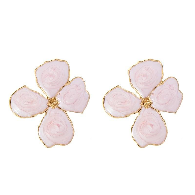 Pinkdudu Vintage Drip Oil  Painted Petals Zinc Alloy Earrings Simple Drop Earrings Women Jewelry PD2363