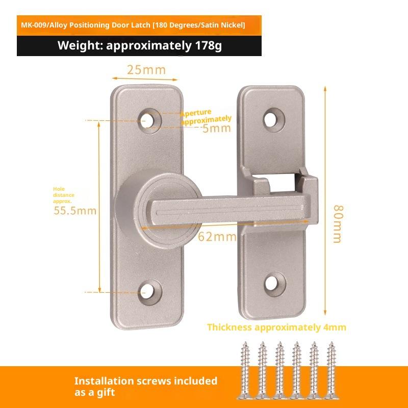 Door Lock Zinc Alloy 90 Degree Sliding Door Latch Heavy Duty Barn Gate Bolt Protect Privacy Cabinet Closet