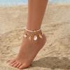 2 Stück Kauri-Muschel Seepferdchen Seestern Imitierte Perle Perlen-Fußkettchen Set Verstellbar Zierlich Boho Sommer Strand Fußschmuck für Damen