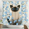 Nordic Minimalist Plant And Cat Shower Curtain, Cartoon Bathroom Decorative Shower Curtain, Waterproof Shower Curtain With Hooks