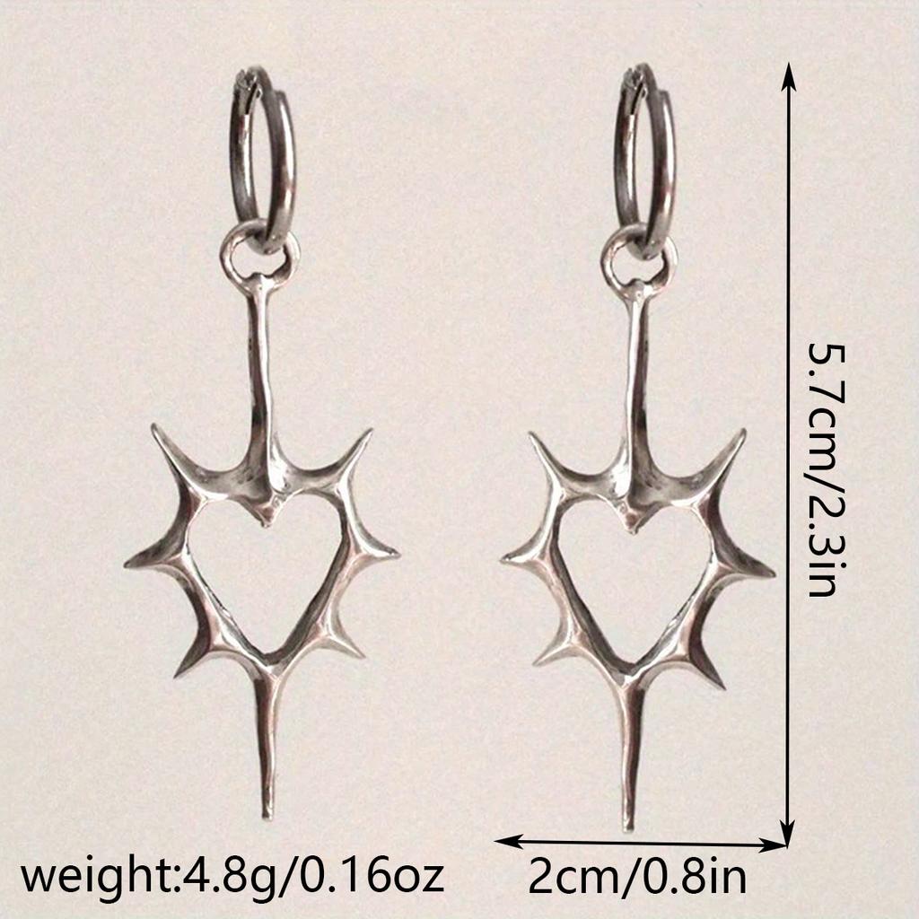 Vintage náušnice Spike Heart Minimalistický styl Trnité náušnice Dokonalý šperk do uší pro ženy i muže na denní nošení