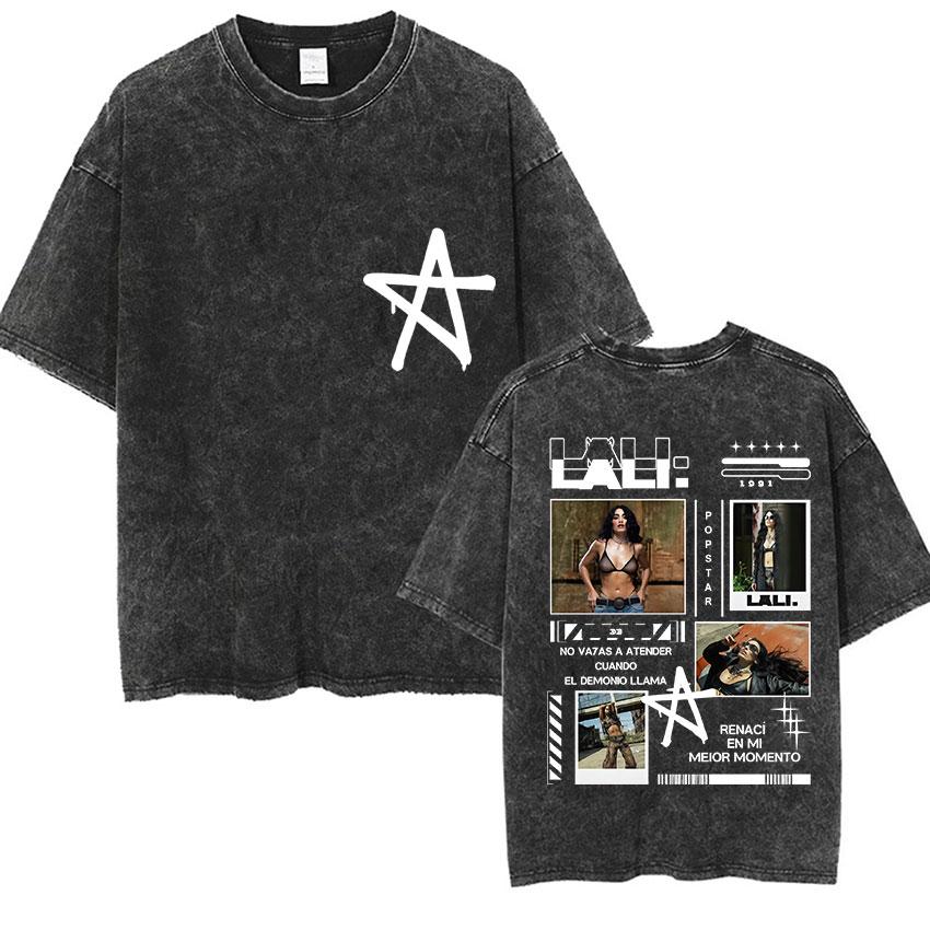 

Vintage Washed Lali Esposito Tour Graphic T Shirts Men Women Loose Hip Hop Pop Music Short Sleeve Tshirt Gothic Streetwear S