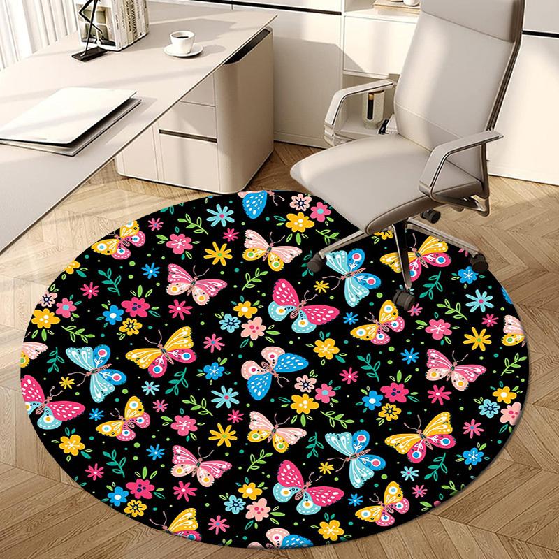 1pc Office Carpet Chair Mats Butterfly Floral Pattern Perfect for Decorating Office Chairss, Or Bedrooms.YDT350