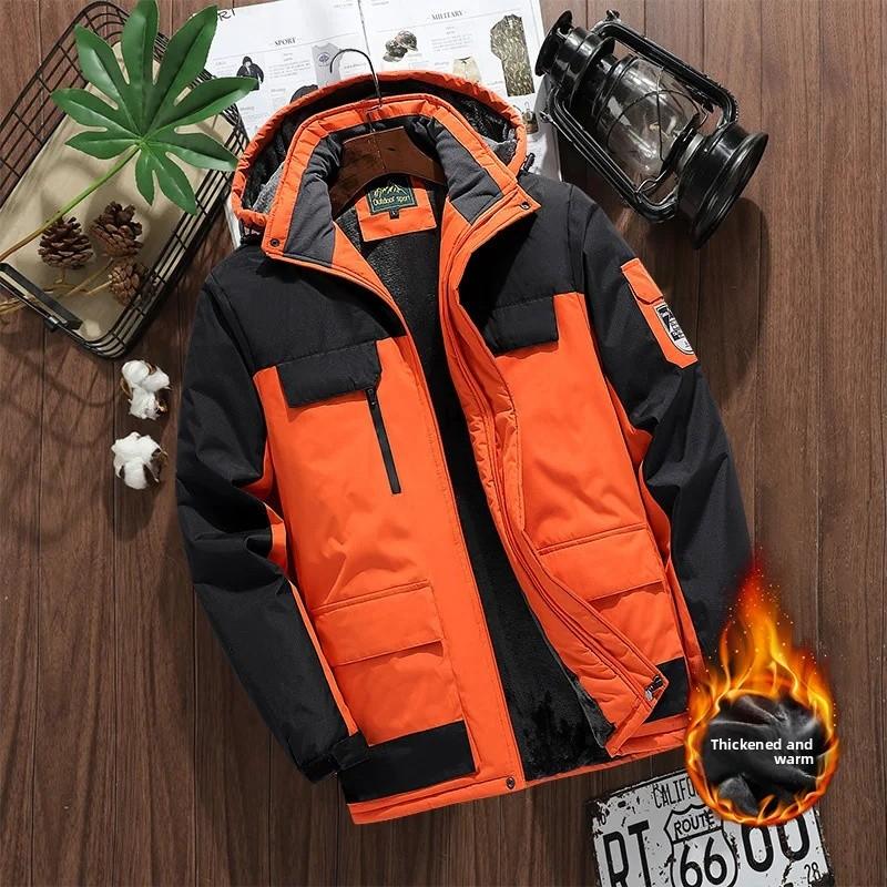 Winter Thickened Fleece Lined Hooded Casual Men's Jacket Waterproof Outdoor Sports Climbing Suit Fashionable Couple Coat