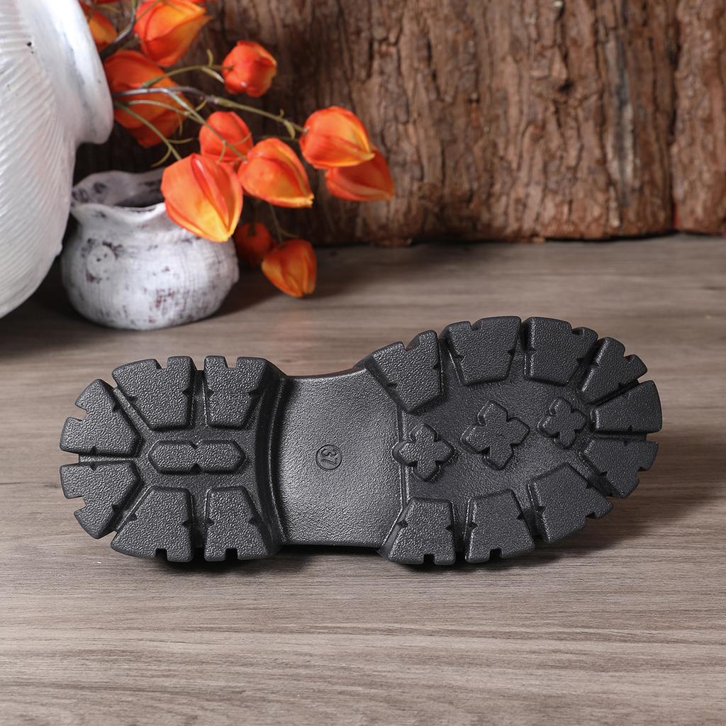 Women's Lace Up Thick Soled Simple Comfortable Leather Shoes Solid Color Thick Heel Retro Casual Women's Shoes