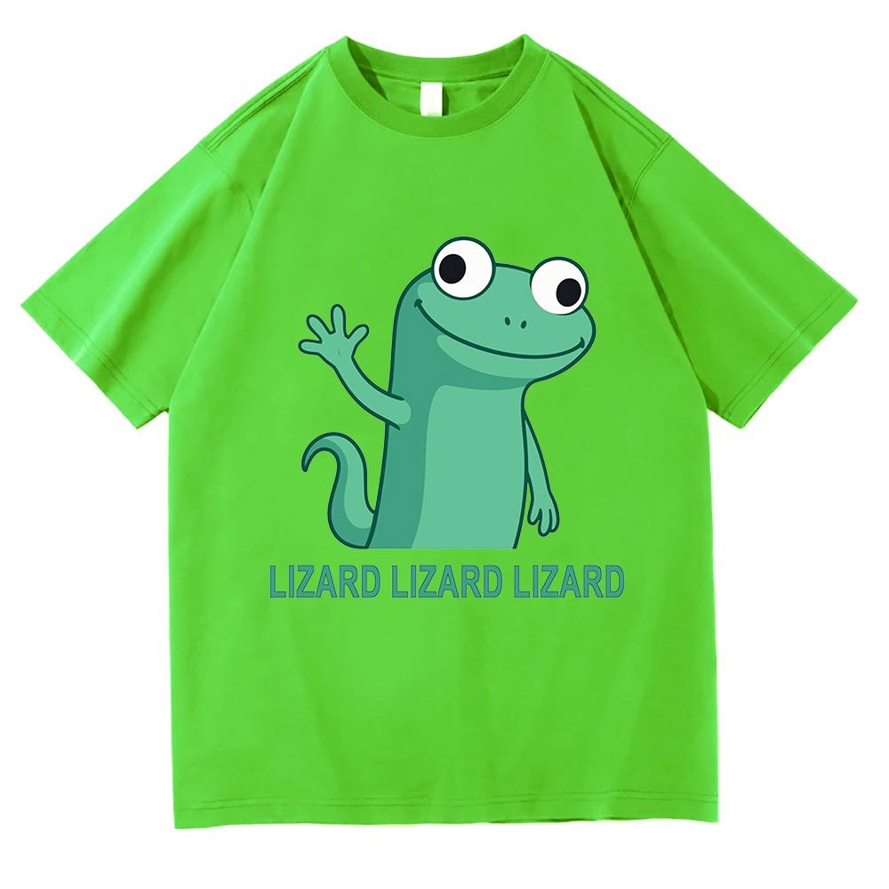 Funny Lizard Meme T Shirt 2025 Fashion UnisexWomen Aesthetic Tshirt Unisex High Quality Streetwear Kawaii 100 Cotton Tees Shirts