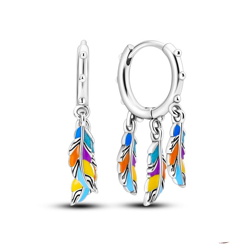 Fashion 925 Silver Luminous Shell Earrings For Women Pave CZ Heart Shape Star Moon Hoop Earrings Engagement Wedding Jewelry