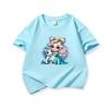 Kids Cotton T Shirt Princess Girl With Blue Unicorn Print Crew Neck Short Sleeve Tee Casual Boys Girls Summer Tops