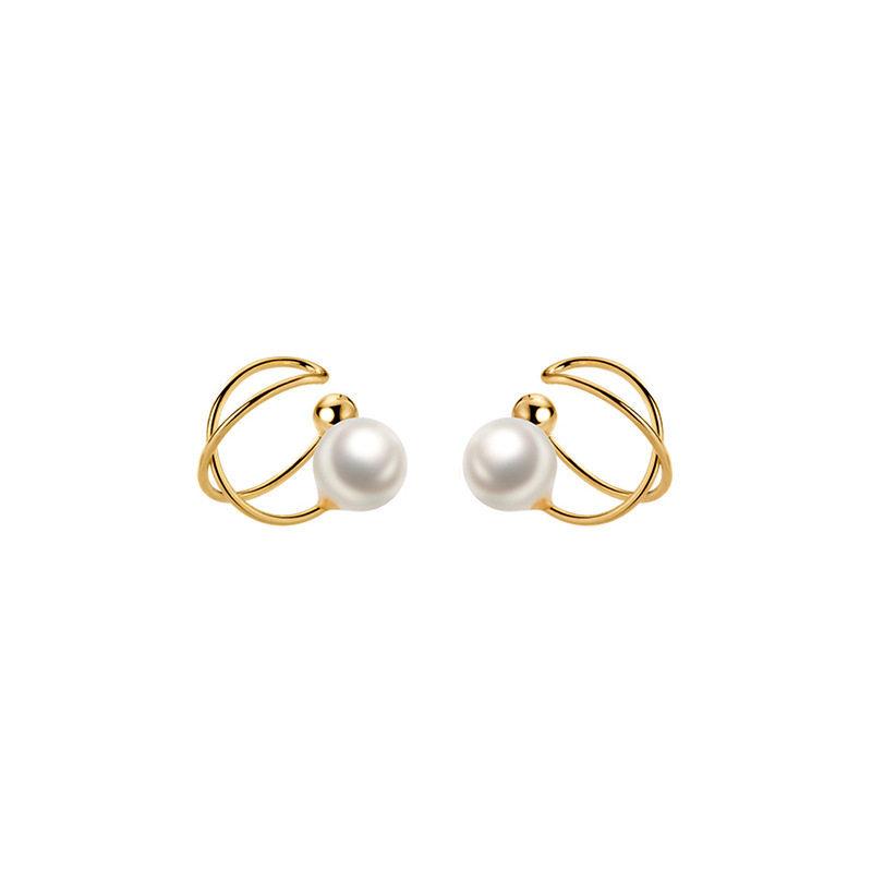Crossed Highlighted Pearl Ear Clip Without Ear Piercing - A Unique Design Ear Bar Clip with Minimalist Style - Luxurious Ear Jewelry