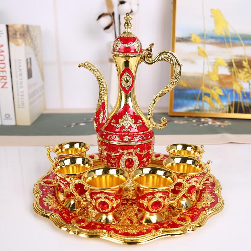 Vintage European Palace Style Metal Wine Set