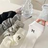 Bow Ultra-Thin Medium Tube Socks Solid Color Cotton Breathable Mesh Socks Ballet Style Stacking Socks