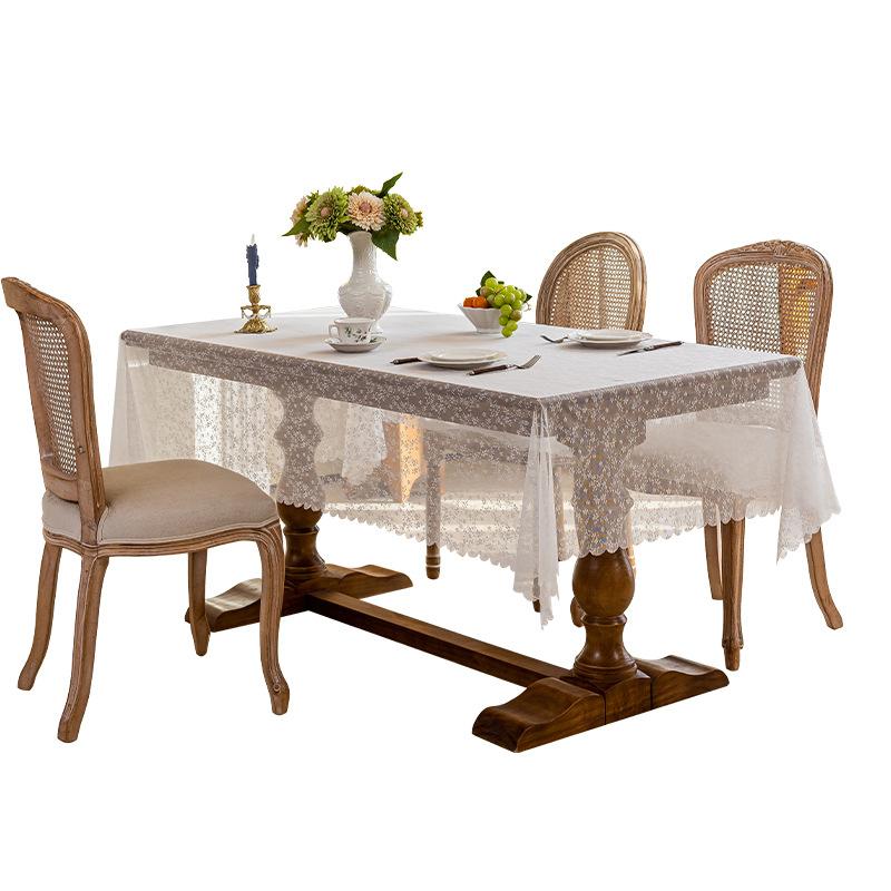1pc Pastoral Style Tablecloth Embroidered White Lace Drape Table Cloth Rectangular Coffee Tablecloth Wedding Atmosphere Sense