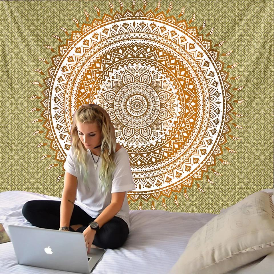 Indian Mandala Tapestry Wall Hanging Sandy Beach Throw Rug Blanket Camping Tent Travel Mattress Bohemian Sleeping Pad Tapestries