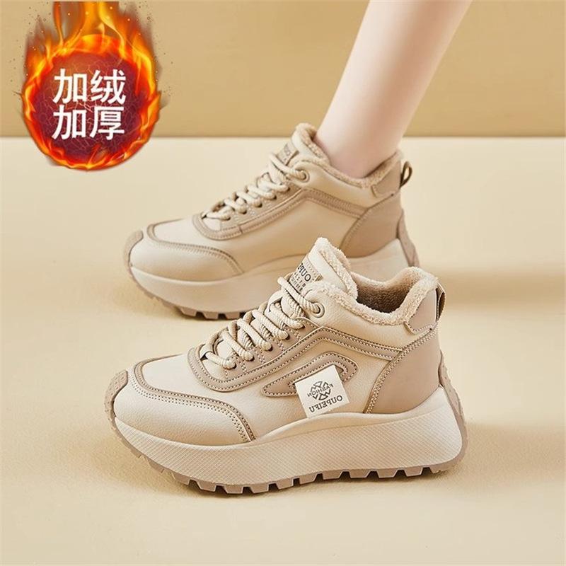 

Обувь для папы, женская флисовая утолщенная теплая женская обувь 2024 года, осень-зима, новая толстая подошва, увеличивающая рост, повседневная обувь, спортивная обувь для бега 40