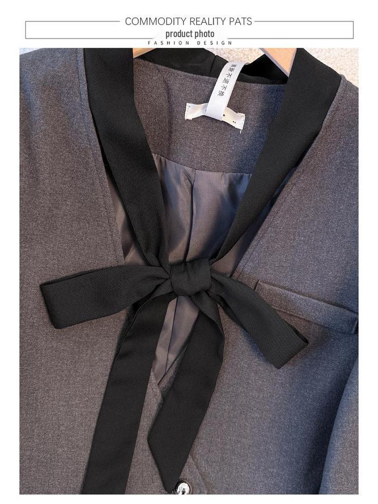 Damen Plus Size Zweiteiliges Set mit unregelmäßiger Jacke und Hose, Herbst/Winter Kollektion