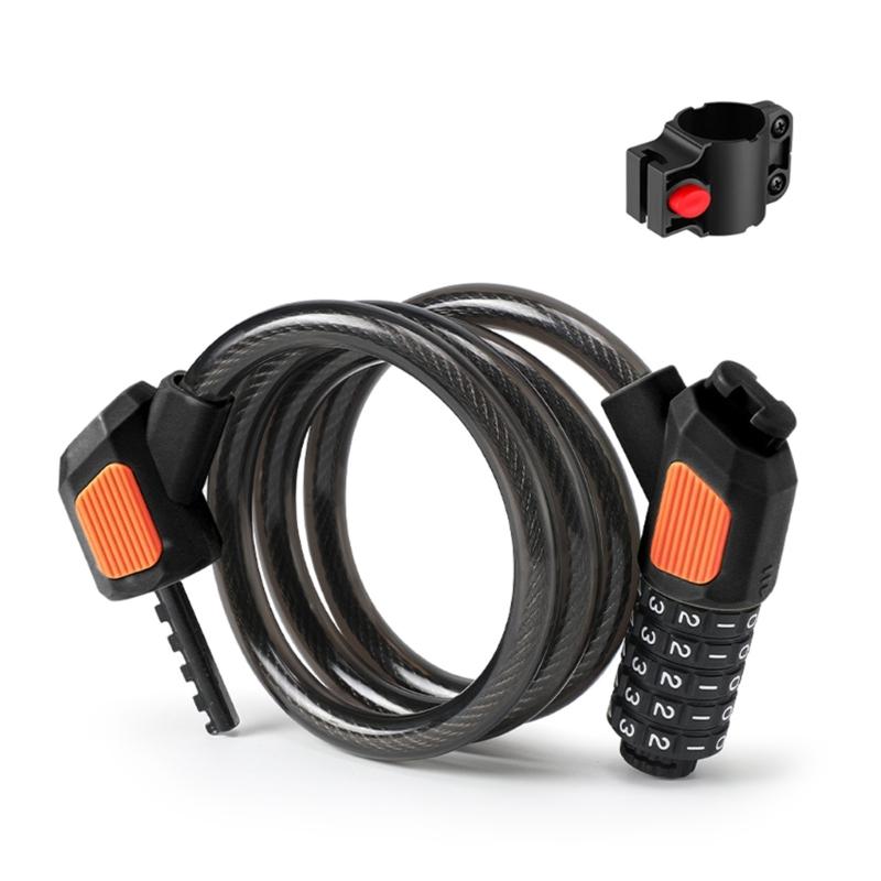 Bike Lock Cable 5Digits Resettable Combination Cable Lock, Bike Code Lock Small Security Bike Lock for Mountain Bicycles