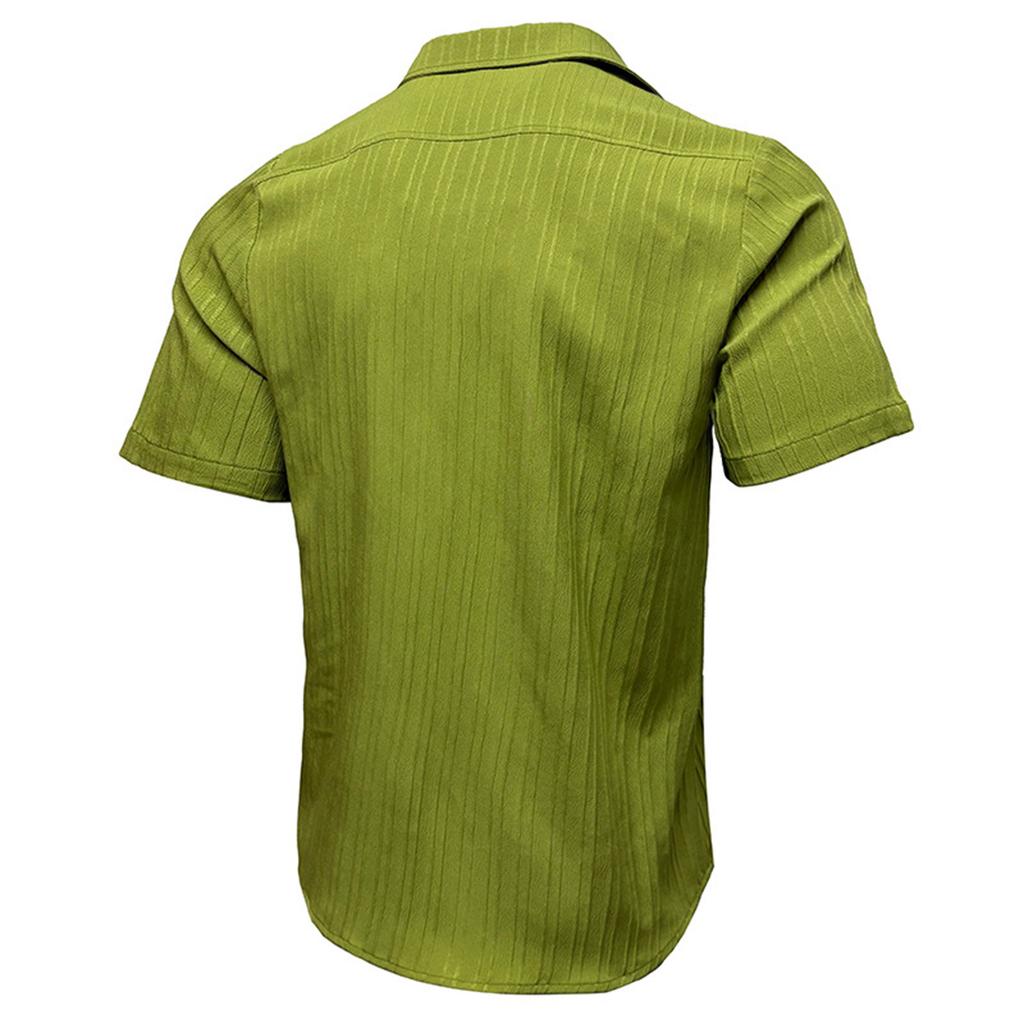 Men'S Fashion Collar Solid Color Shirt Casual Short Sleeved Top