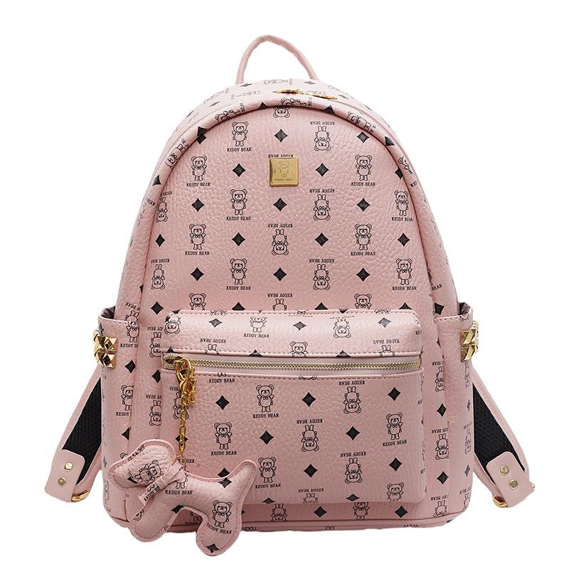 New backpack women's bag cartoon bear backpack large capacity commuter backpack wide shoulder strap travel schoolbag