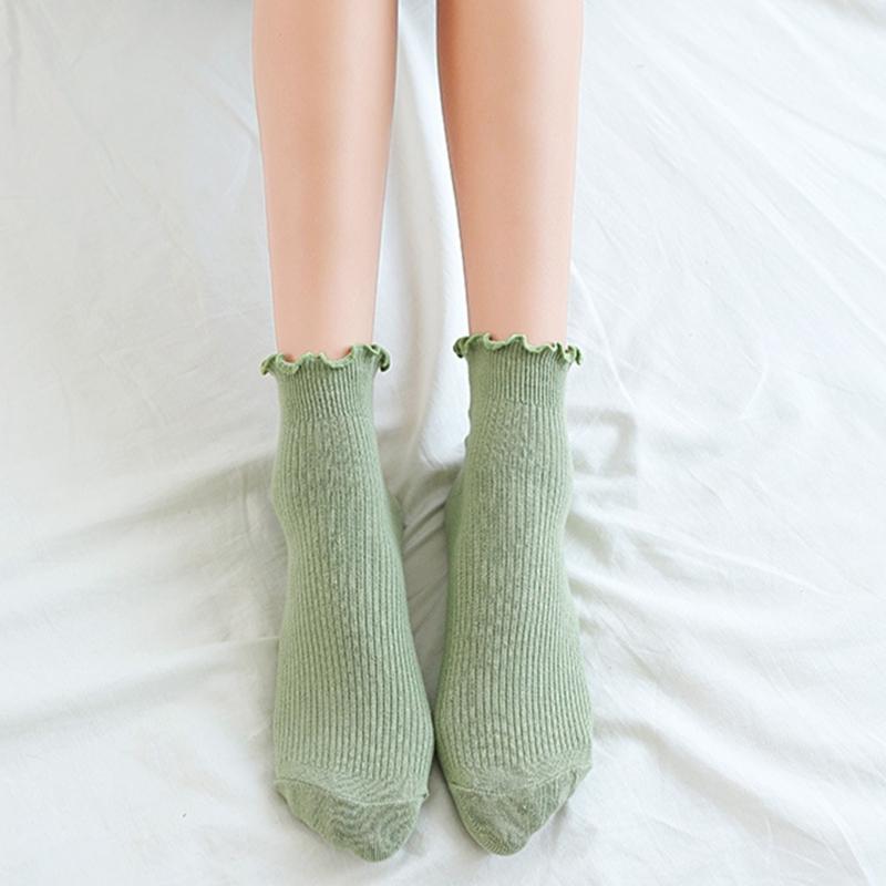 Women's Ruffle Socks,Casual Cotton Bootie Socks Cute Ankle Socks Breathable Sweet Frilly Crew Socks High Ankle Socks