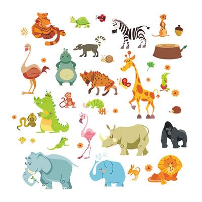 Jungle Animals Wall Stickers For Kids Rooms Safari Nursery Rooms Wall Decals
