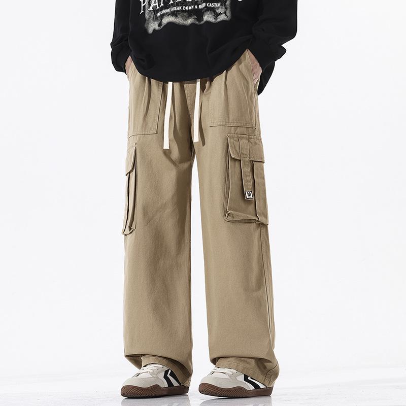 

LKTM Мужской ретро-комбинезон из хлопка с несколькими карманами и завязками - повседневные брюки свободного кроя