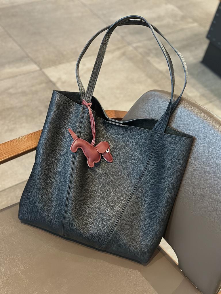 Tote Bag, Lazy Shopping Bag, Large-capacity Single-shoulder Casual Genuine Leather Bag