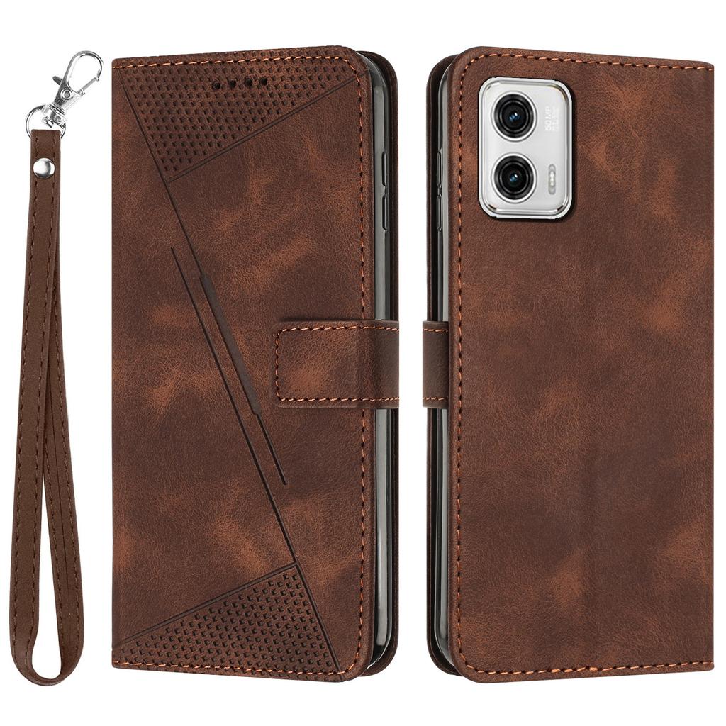 For Motorola Moto G53 5G/G13 4G/G23 4G Leather Wallet Cover Imprinted Foldable Stand Phone Case with Strap