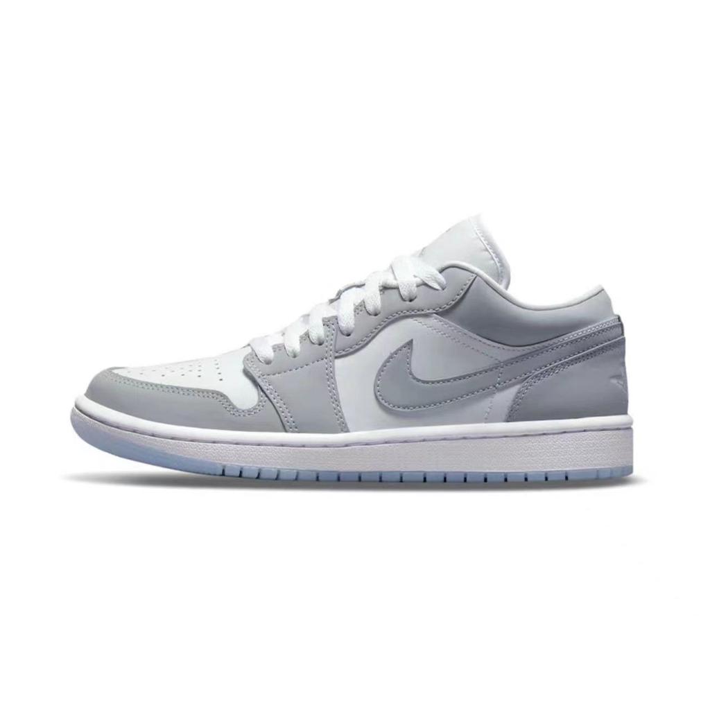 Jordan Air Jordan 1 Slip Resistant Coverage Low top Vintage Basketball Shoes Women's Gray Blue DC0774-105(Team59-)