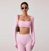 European & American Dance Yoga Wear: Sexy Square Neck Long Sleeve Top & High Waist Hip-Lifting Pants Set
