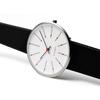 ARNE JACOBSEN BANKERS 53101-1601 Watch, 34mm, Scandinavian Design, Water Resistant (Quiet Design with No Second Hand), White with Black Leather Strap