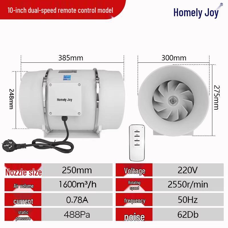 Remote-Controlled Axial Flow Indoor Exhaust Fan with Turbo Ventilation