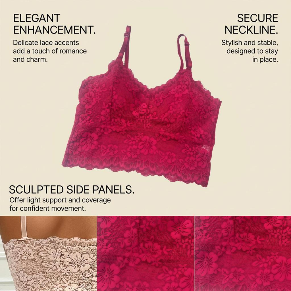 Zeriluna Elegant Wireless Push-Up Lace Underwear – Soft, Breathable, and Beautifully Trimmed to Enhance Your Bust.