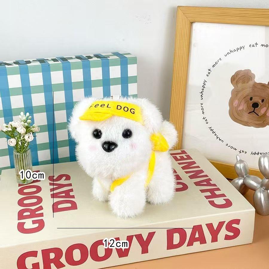 Adorable Cartoon Puppy Plush Dolls With Keychain Hat Wearing Dog Doll Toys For Perfect Bag Charm Toy Gift