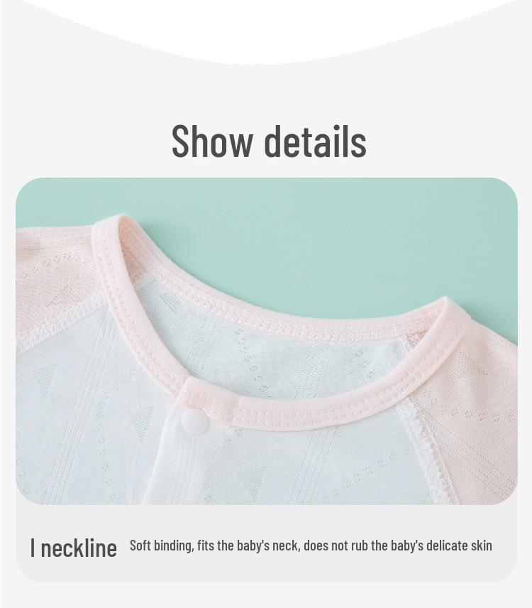 Ultra-Thin Ice Silk Mugwort Baby Onesie - Long Sleeve Summer Romper