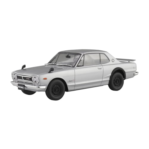 Aoshima Bunka Kyozai (AOSHIMA) 1/24 Scale Rakupla Snap Car Series KPGC10 Skyline HT 2000GT-R 1970 Silver Pre-Colored Plastic Model Kit 01-SI