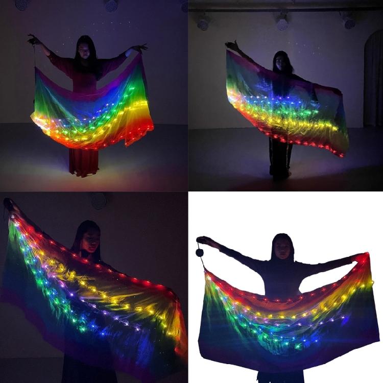 LED Dance Silk Veil Rectangle Veil Belly Dance Accessories Belly Dance Ball LED Light Silk Veils