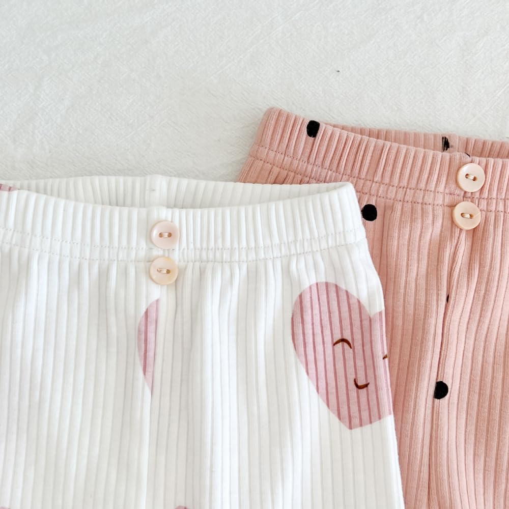 Jaydyequ Baby Pajamas Lightweight Long White Heart 90cm Set, Spring/Summer/Autumn, Cotton, Sleeve, Girls' Loungewear, Print,
