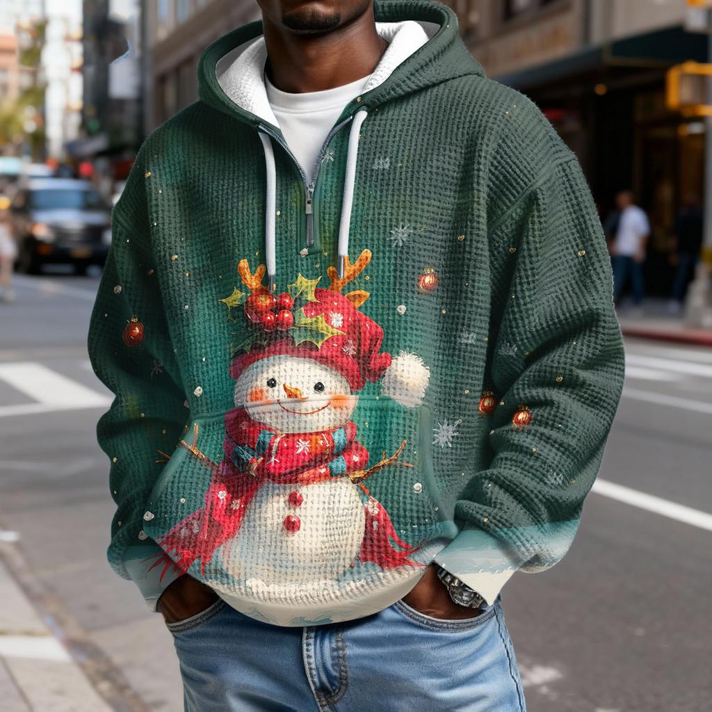 Pánská  Móda  Trendy Mikina s kapucí na půl zipu  Pulovr  Zesílená  Fleecová  Textura  Mikina