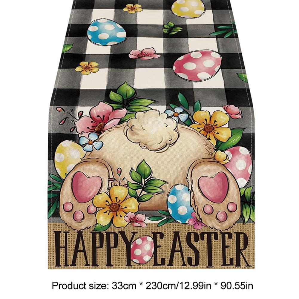 Paasvakantie Tafelkleed Rechthoekig 12.8x71.3/89.7 Inch Feest Tafeldecor Decoratief Konijn Bloemen Tafelkleed voor Kamperen Picknick